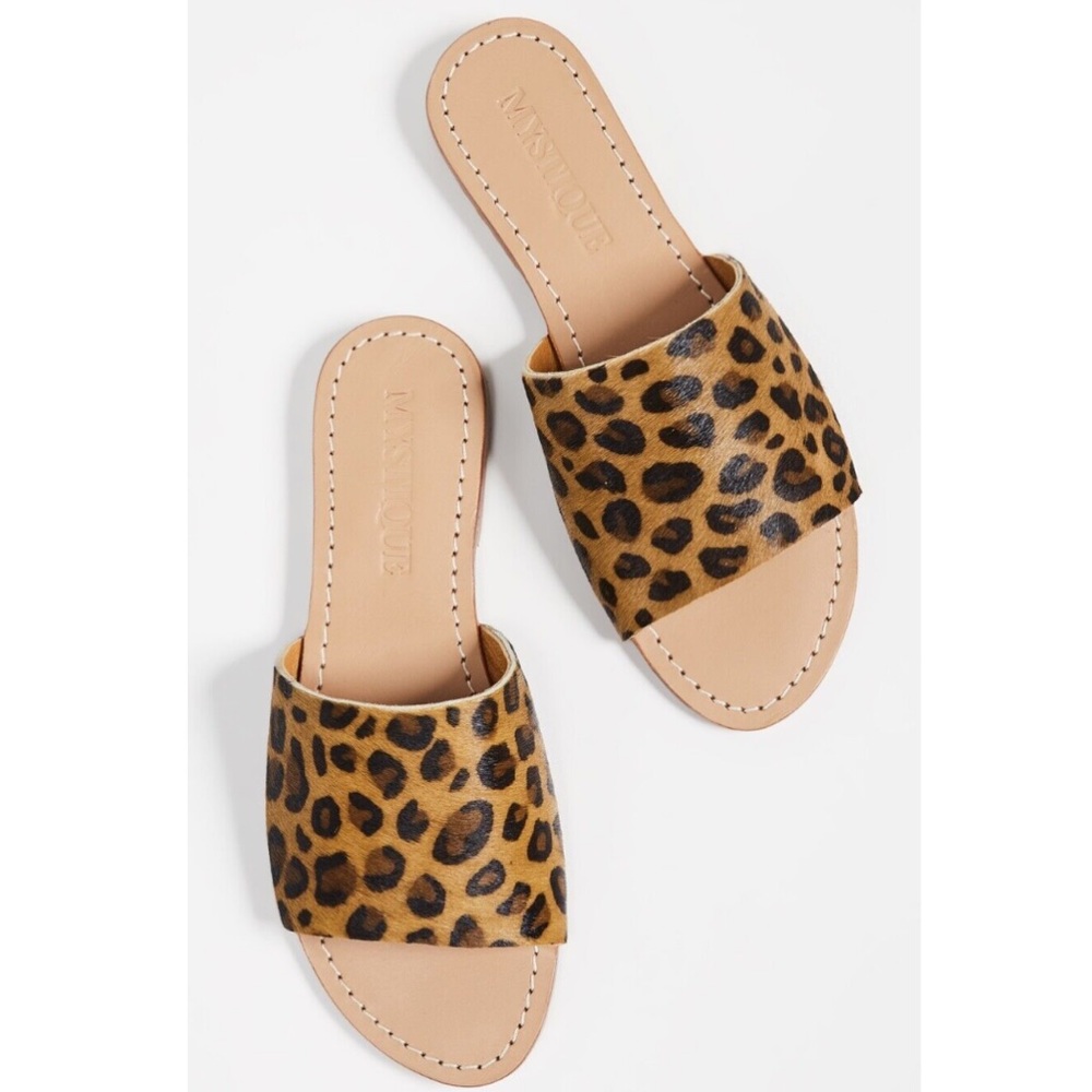 $166 Anthropologie Mystique Sandals Slides in Leopard Pony Hair sz 9